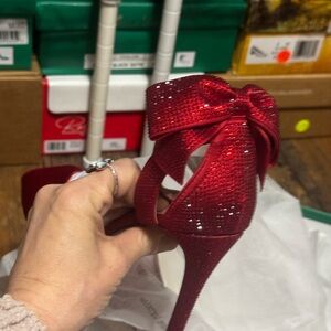 Lauren Lorraine Sparkling Red Bow Heels